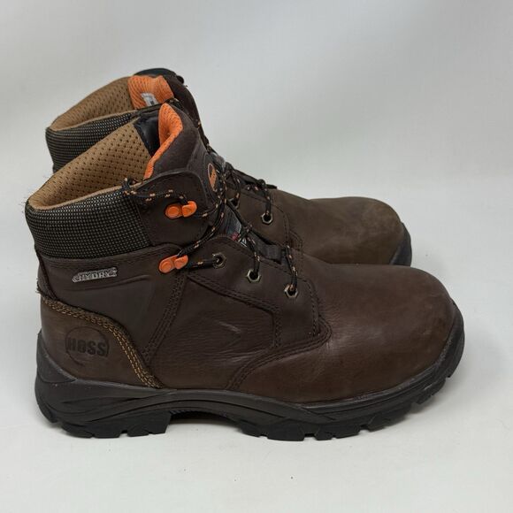 HOSS Hudson Composite Toe Work Boots Mens 9 Brown Leather Insulated Waterproof - Picture 1 of 16